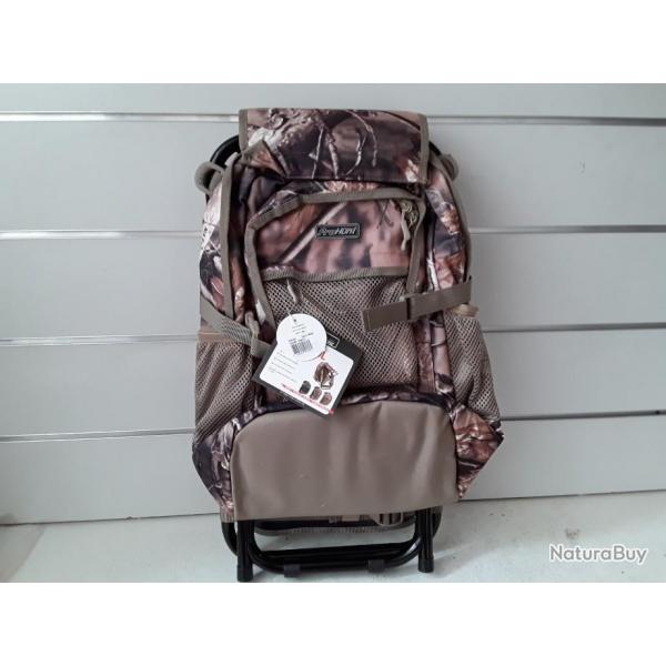 9909,SAC  DOS PROHUNT + SIEGE CAMO COMPACT IDEAL POUR CHASSE .  PECHE .VOYAGE ET RANDO NEUF