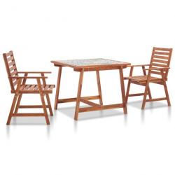 Meuble à dîner de jardin 3pcs Carreau mosaïque et bois d'acacia