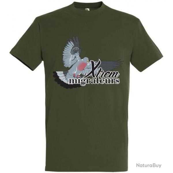 Tee shirt pigeon ramier vert XTREM MIGRATEURS