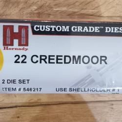 JEUX D'OUTILS HORNADY 22 creedmoor ref  546217 CUSTOM GRADE DIES Neuf, article disponible