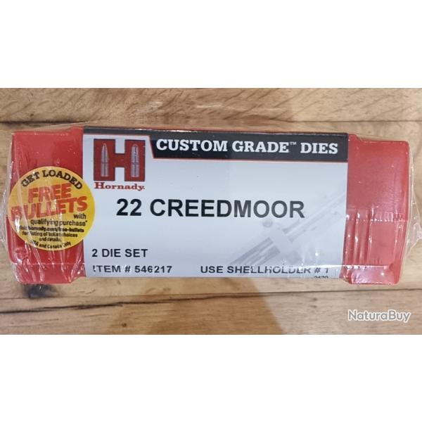 JEUX D'OUTILS HORNADY 22 creedmoor ref  546217 CUSTOM GRADE DIES Neuf, article disponible