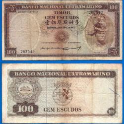 Timor 100 Escudos 1963 Billet Occupation Portugal Banco Nacional Ultramarino