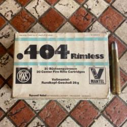 RWS .404 Rimless V Mantel 401 Grains Boîte 20 Cartouches