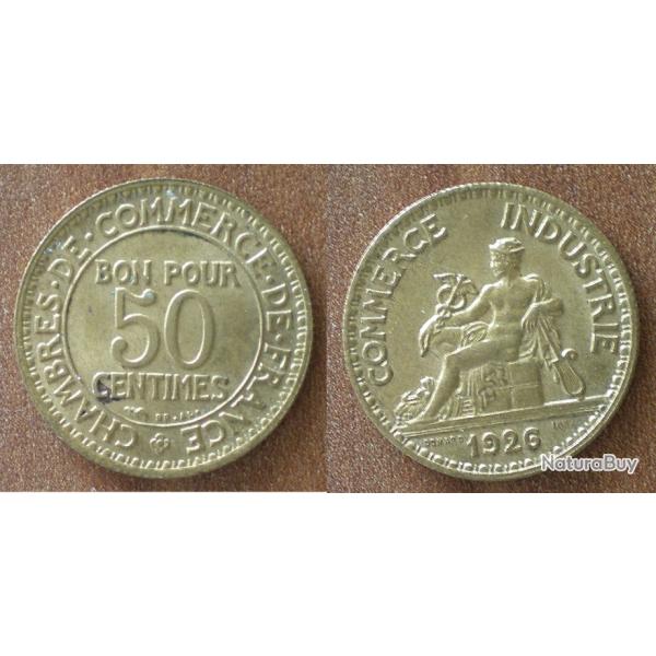 France Bon Pour 50 Centimes 1926 Chambre des Commerces et Industries Piece