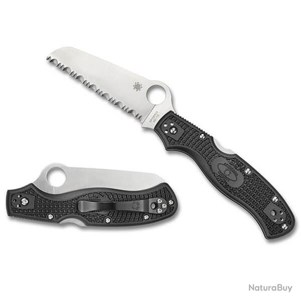 C14SBK3-Couteau pliant crant Spyderco Rescue 3 93mm noir