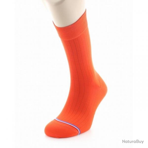 CHAUSSETTES  Pigalle Orange en fil d'cosse. La Chaussette Franaise