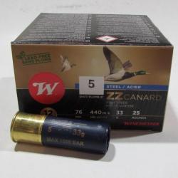 Boite de 25 cartouches Winchester ZZ canard Magnum 12/76  acier  33 grammes , Numero 5