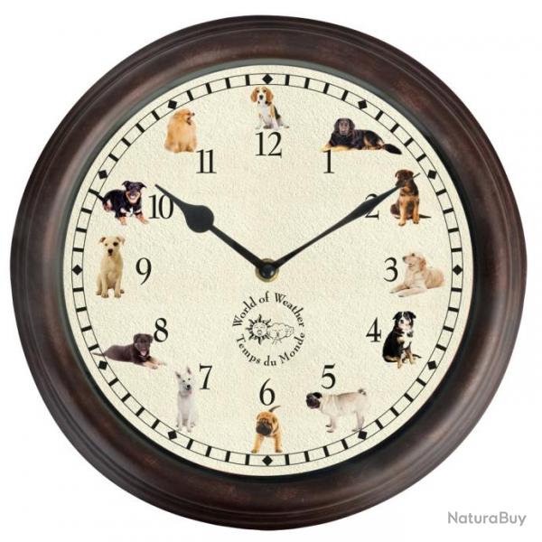 Horloge murale musicale 12 sons de chien 30 cm