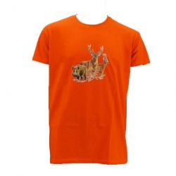 T shirt orange grands animaux Taille 3