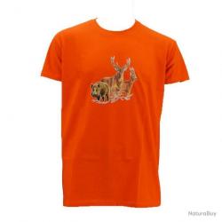 T shirt orange grands animaux Taille 3