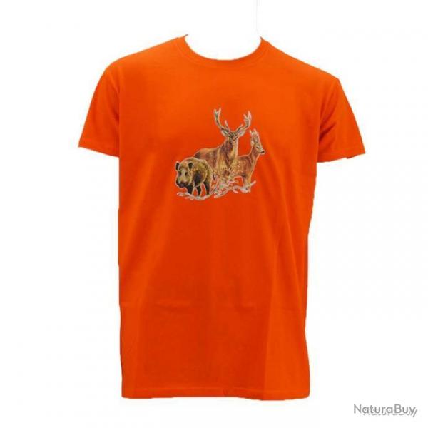 T shirt orange grands animaux Taille 3