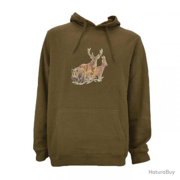 Sweat  capuche kaki grands animaux Taille 7