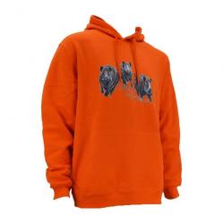 Sweat à capuche orange sangliers TXL (Taille 5)