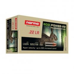 MUNITIONS NORMA 22 LR ECO-POWER FRAGMENTATION 24 GR PAR 500