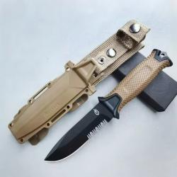 Gerber couteau de camping, randonnée, bushcraft à lame droite (sable)