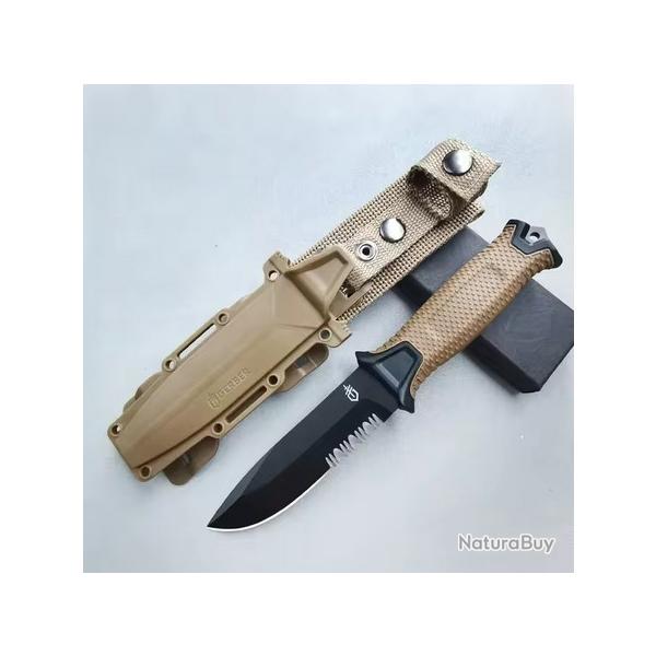 Gerber couteau de camping, randonne, bushcraft  lame droite (sable)