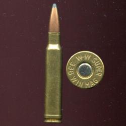 .338 Winchester Magnum - marque : WW SUPER - balle cuivre bout plomb pointu