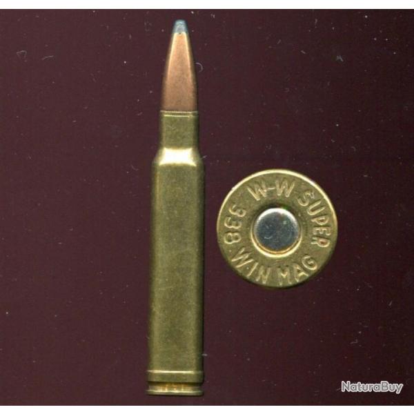 .338 Winchester Magnum - marque : WW SUPER - balle cuivre bout plomb pointu