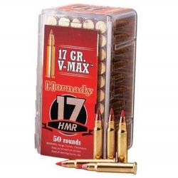 9 X BOITE DE 50 CARTOUCHES HORNADY 17HMR 17 GR V-MAX (450 CARTOUCHES)