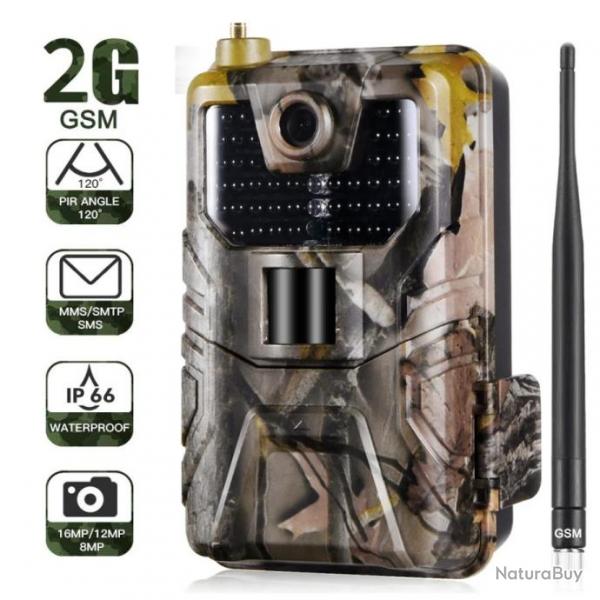 Camras de Chasse 2G GSM MMS 16MP 1080P avec Vision Nocturne 65ft / 20m 940nm LED IR HC900M