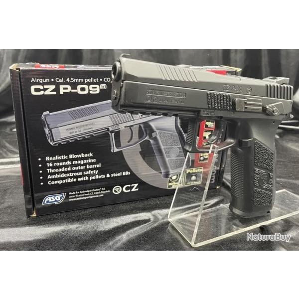 Pistolet CZ P-09 "Couleur Noir Mtal" - Plombs ou BB'S - Blowback