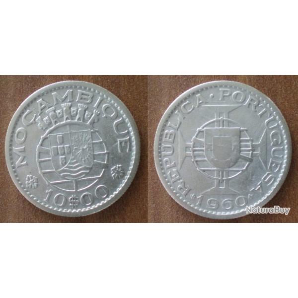 Mozambique 10 Escudos 1960 Piece Colonie Portugal Centavos Mocambique Argent