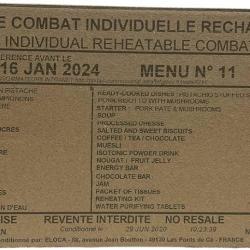 Ration RCIR Armée Francaise - Menu 11 - Sept 2025