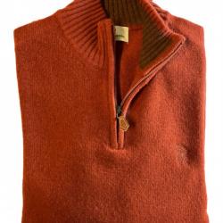 PULL col zippé Lambswool LOVERGREEN brique