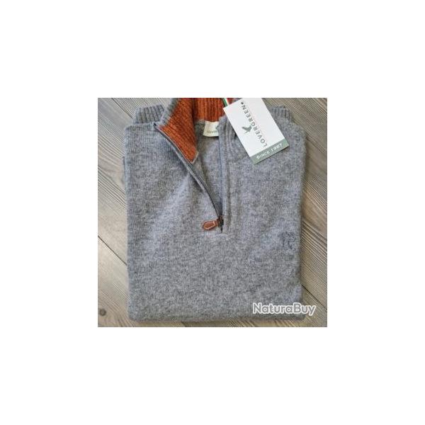 PULL Lambswool col zippe LOVERGREEN Gris