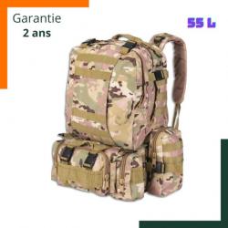 Sac à dos 55L CP Camouflage + 3 sacs accessoires détachables - Livraison rapide - Garantie 2 ans