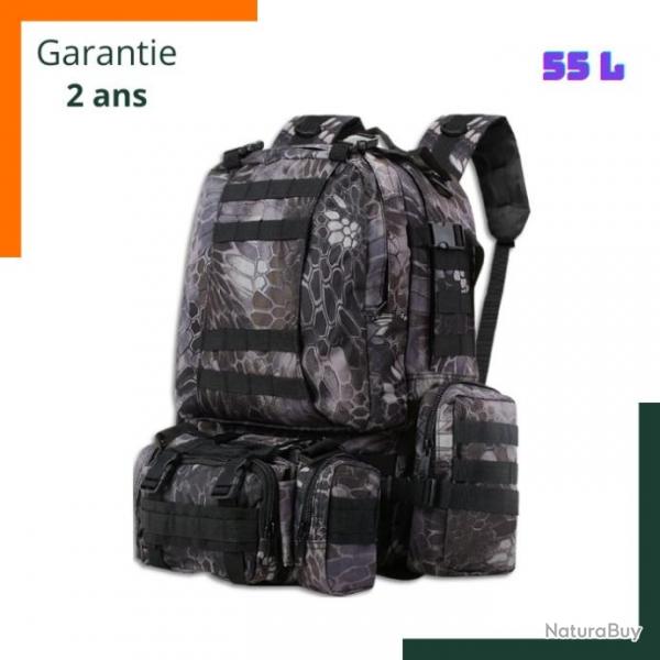 Sac  dos tactique 55L pyton + 3 sacs accessoires dtachables - Livraison rapide - Garantie 2 ans