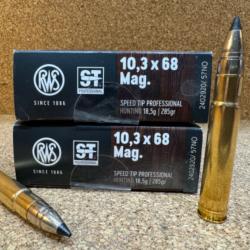 2 BOITES DE MUNITIONS CHASSE RWS CAL: 10.3X68 MAG SPEED TIP PRO  18.5 GR