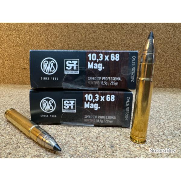 2 BOITES DE MUNITIONS CHASSE RWS CAL: 10.3X68 MAG SPEED TIP PRO  18.5 GR