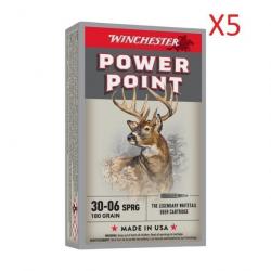 VENTE FLASH ! Lot de 5 Boites de 20 Balles Winchester - Power Point - Cal.30-06 - 180Grs - PROMO !