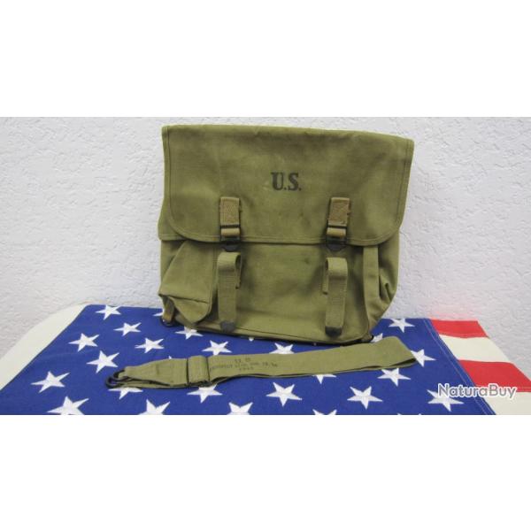 US WW2 MUSETTE M36 RUBBERIZED PARACHUTISTE TOILE OD#3 DATEE 1942 NEUVE DE STOCK