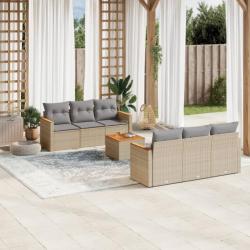 Salon de jardin avec coussins 7pcs mélange beige résine tressée