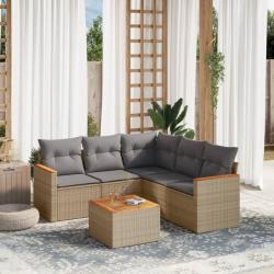 Salon de jardin avec coussins 6pcs mélange beige résine tressée