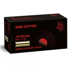 B - 50 CARTOUCHES GECO WAD CUTTER 146GR CALIBRE 38SP