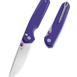 Couteau Bestechman Velix Purple Manche G10 Lame Acier 14C28N Buttonlock Clip BTKMK07C