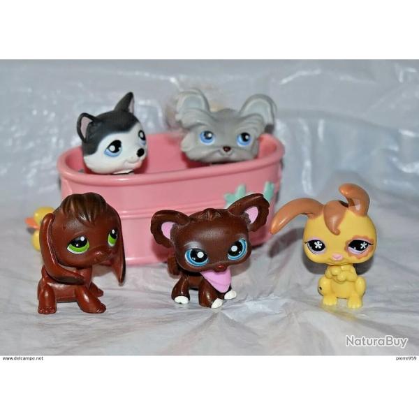 Lot 5 Littles Pets shop + baignoire