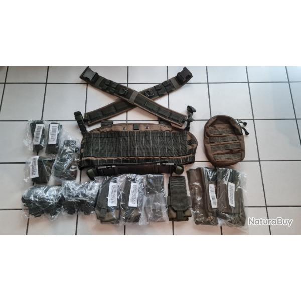 Chest et poches Arktis/Blackhawk, holster Blackhawk, sac Camelbak.