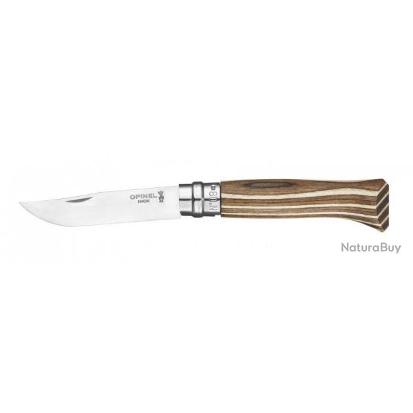 OPINEL N8 BOULEAU LAMELLE BRUN