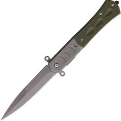 Couteau Tactical Dague ElitEdge A/O Green Manche G10 Lame Acier 420C Clip Linerlock EE10A108GN