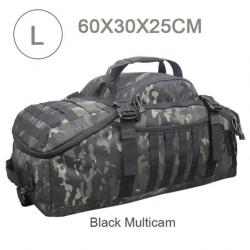 Sac à Dos Tactique 60L MOLLE pour Camping, Randonnée, Voyage Grande Capacité Noir Multicam