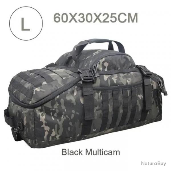 Sac  Dos Tactique 60L MOLLE pour Camping, Randonne, Voyage Grande Capacit Noir Multicam