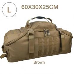 Sac à Dos Tactique 60L MOLLE pour Camping, Randonnée, Voyage Grande Capacité Marron Beige