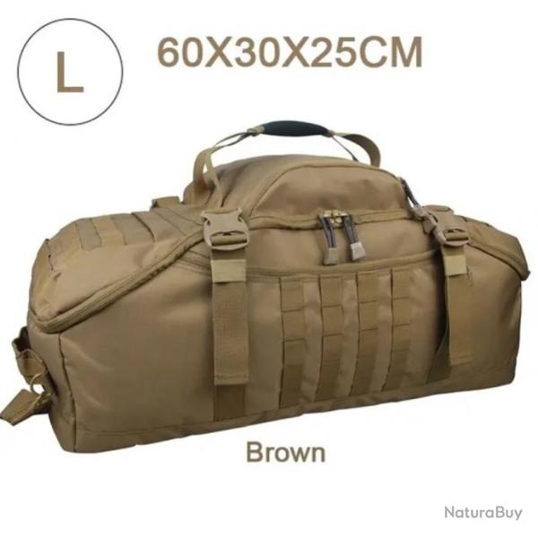 Sac  Dos Tactique 60L MOLLE pour Camping, Randonne, Voyage Grande Capacit Marron Beige