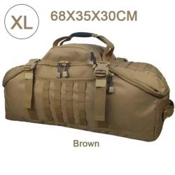 Sac à Dos Tactique 80L MOLLE pour Camping, Randonnée, Voyage Grande Capacité Marron Beige