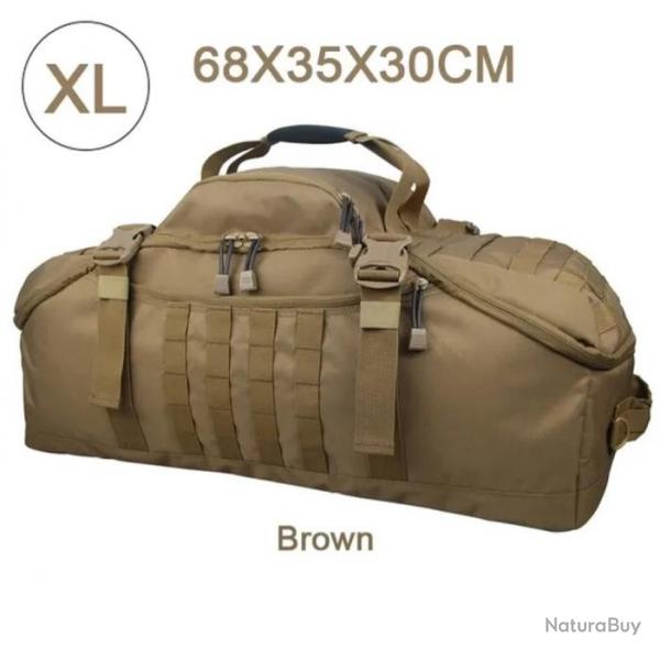 Sac  Dos Tactique 80L MOLLE pour Camping, Randonne, Voyage Grande Capacit Marron Beige