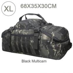 Sac à Dos Tactique 80L MOLLE pour Camping, Randonnée, Voyage Grande Capacité Noir Multicam